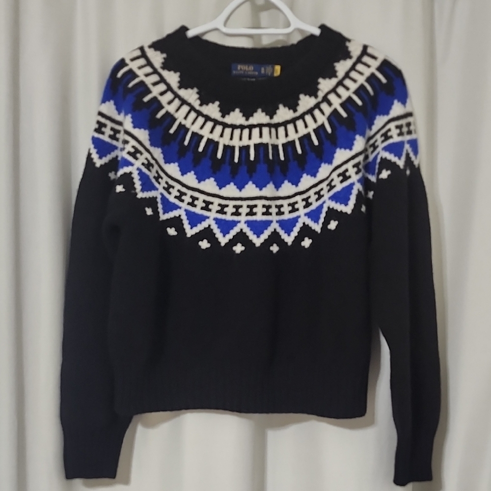 Polo Ralph Lauren Black and Blue Kids Lambswool Sweater